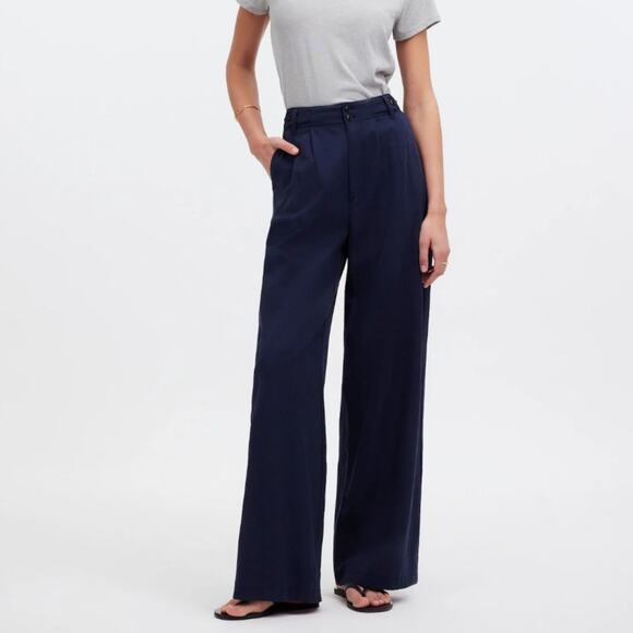 MADEWELL The Petite Harlow Wide-Leg Pant Deep Indigo Navy Blue Sz 2P {3D45} - Picture 1 of 9